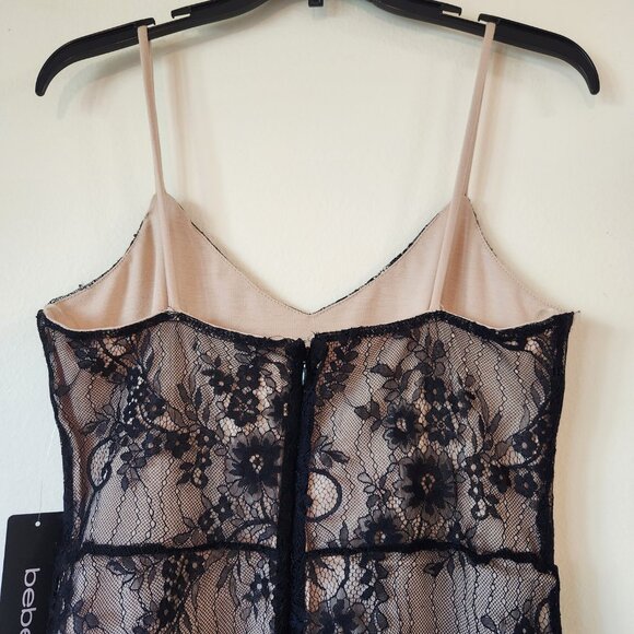 BeBe Black Floral Chantilly Lace Lined Midi Party Dress Small NWT - Picture 11 of 16